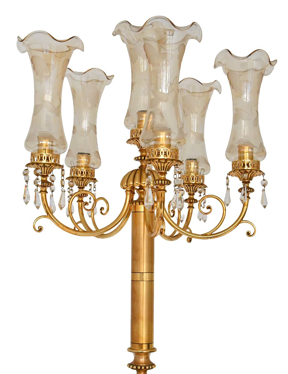 Hollywood Regency Style Bronze And Gilt Brass Floor Lamp-photo-4