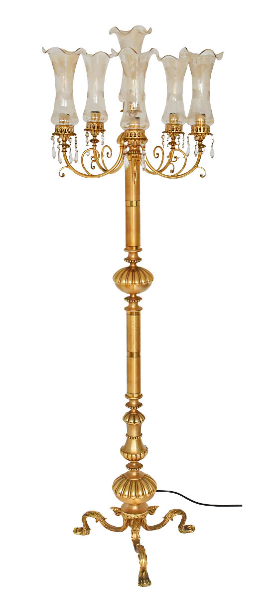 Hollywood Regency Style Bronze And Gilt Brass Floor Lamp