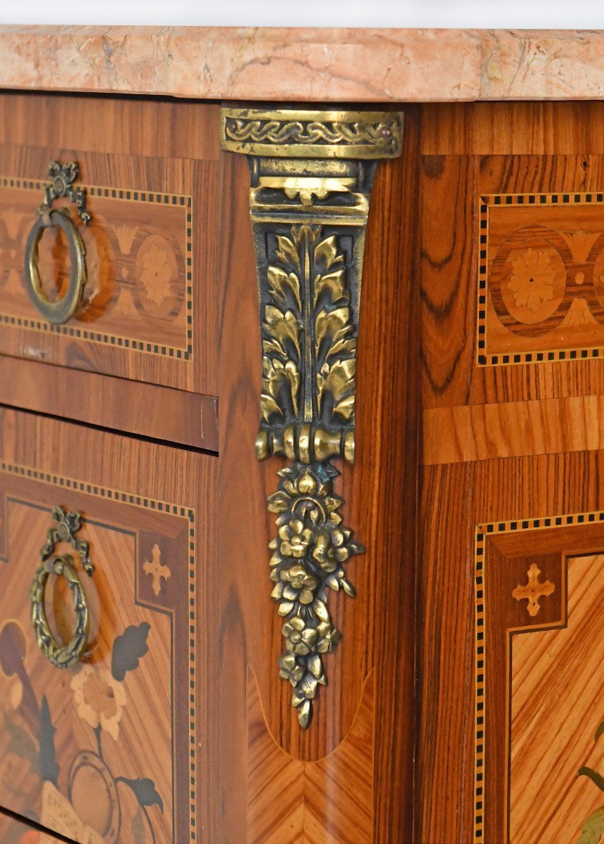 Transition Style Marquetry Chest Of Drawers -photo-5