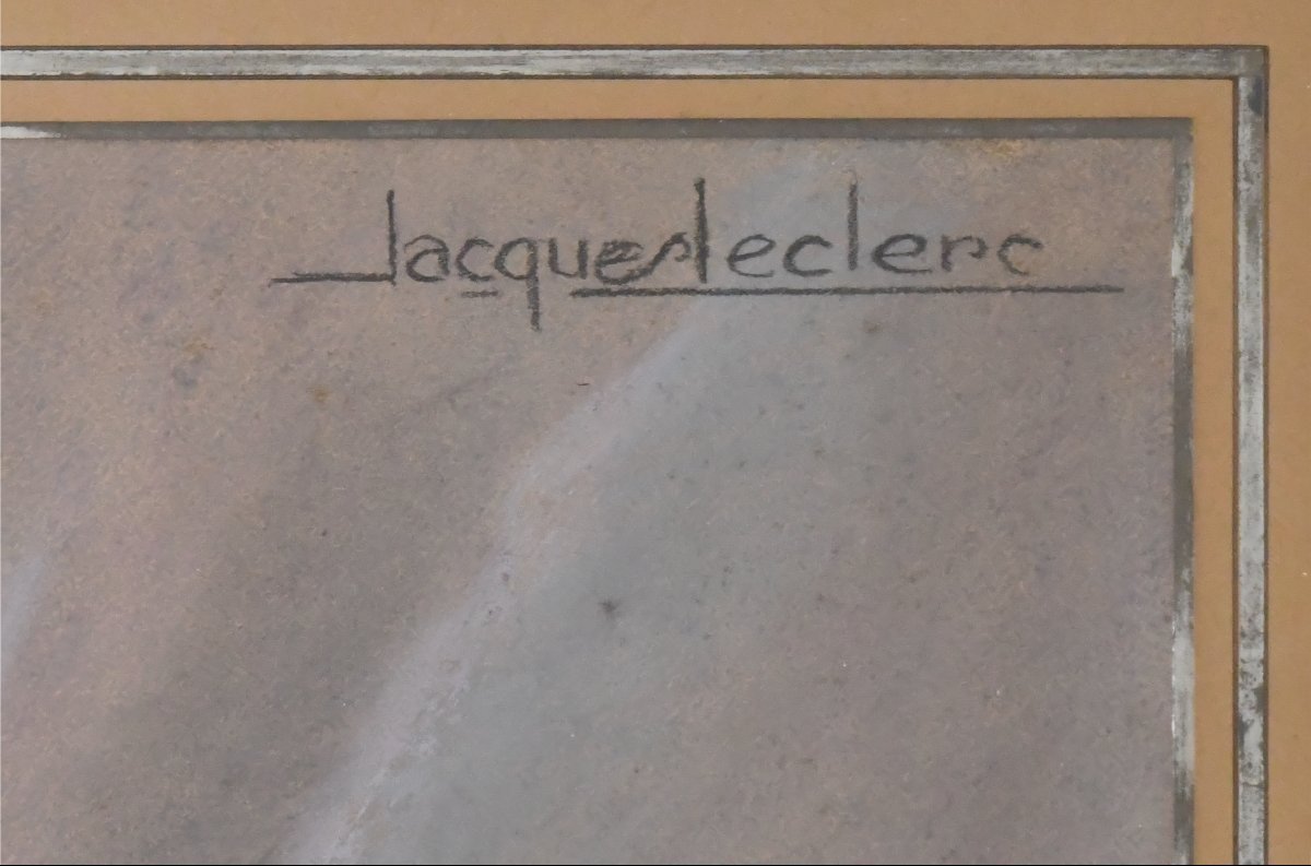 Julien Jacques Leclerc (1887-1972) "nude In Black Lace" Pastel -photo-4