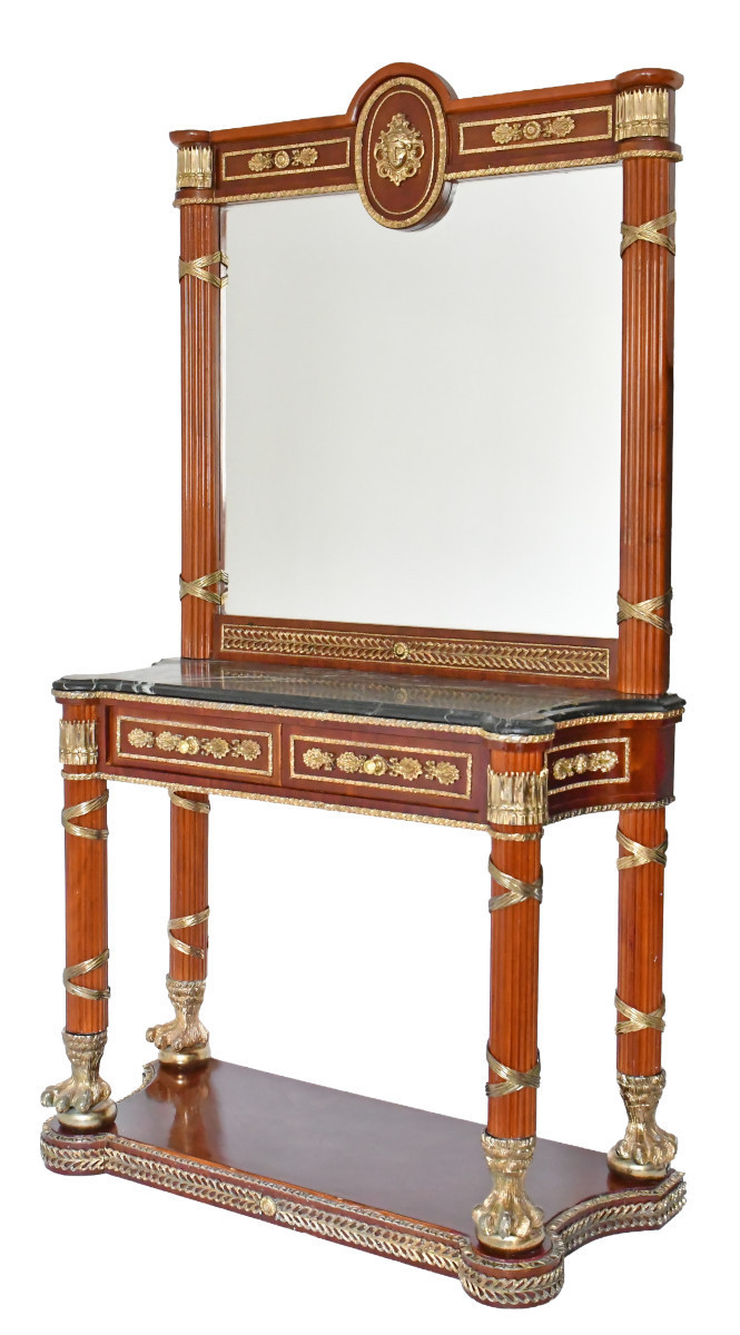 Console surmontée d'un miroir de style Empire 