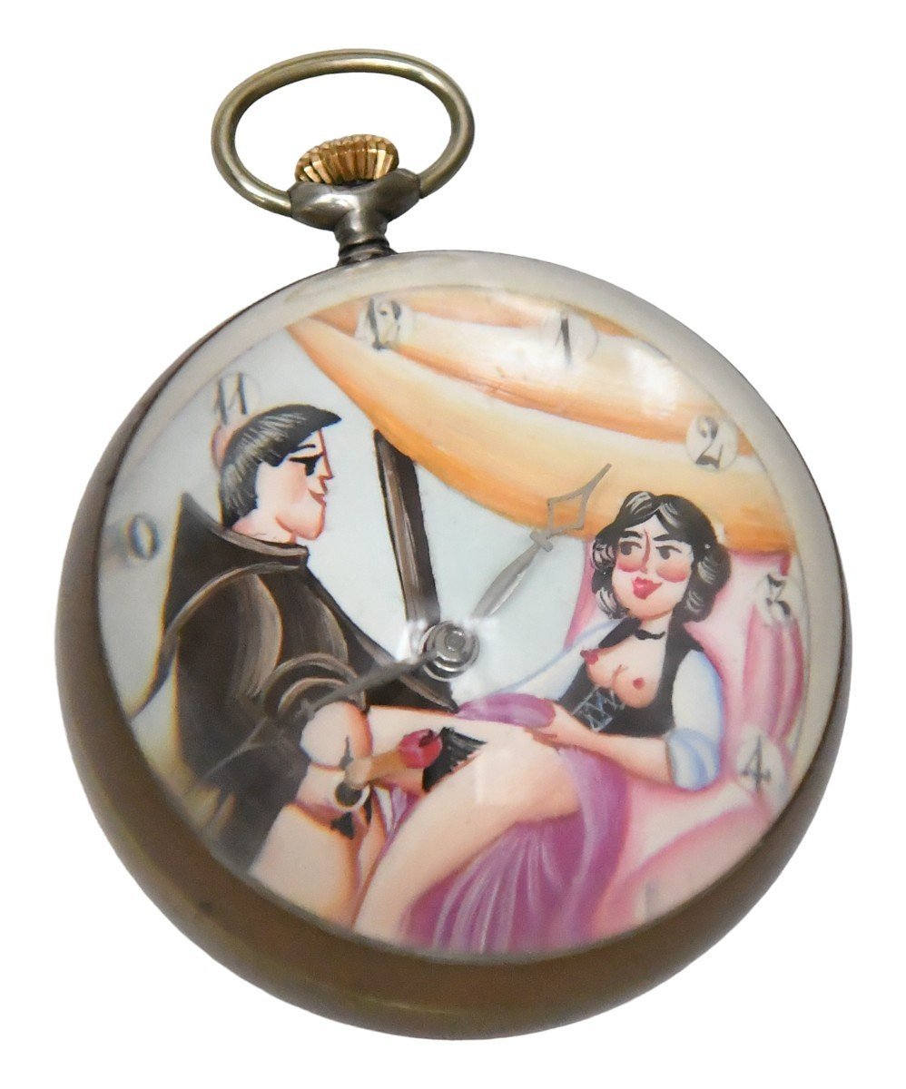 Ball-shaped Glass Desk Clock With Erotic Decoration-photo-2