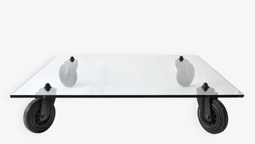 Gae Aulenti (1927-2012) Coffee Table Model "tavolo Con Ruote" For Fontana Arte 