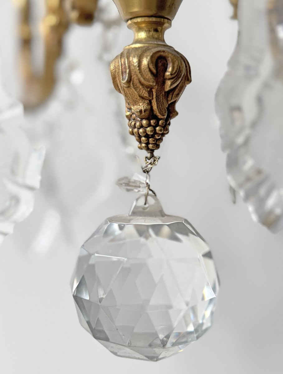 Lustre cage de style Louis XV en bronze doré à 6 bras de lumières-photo-1