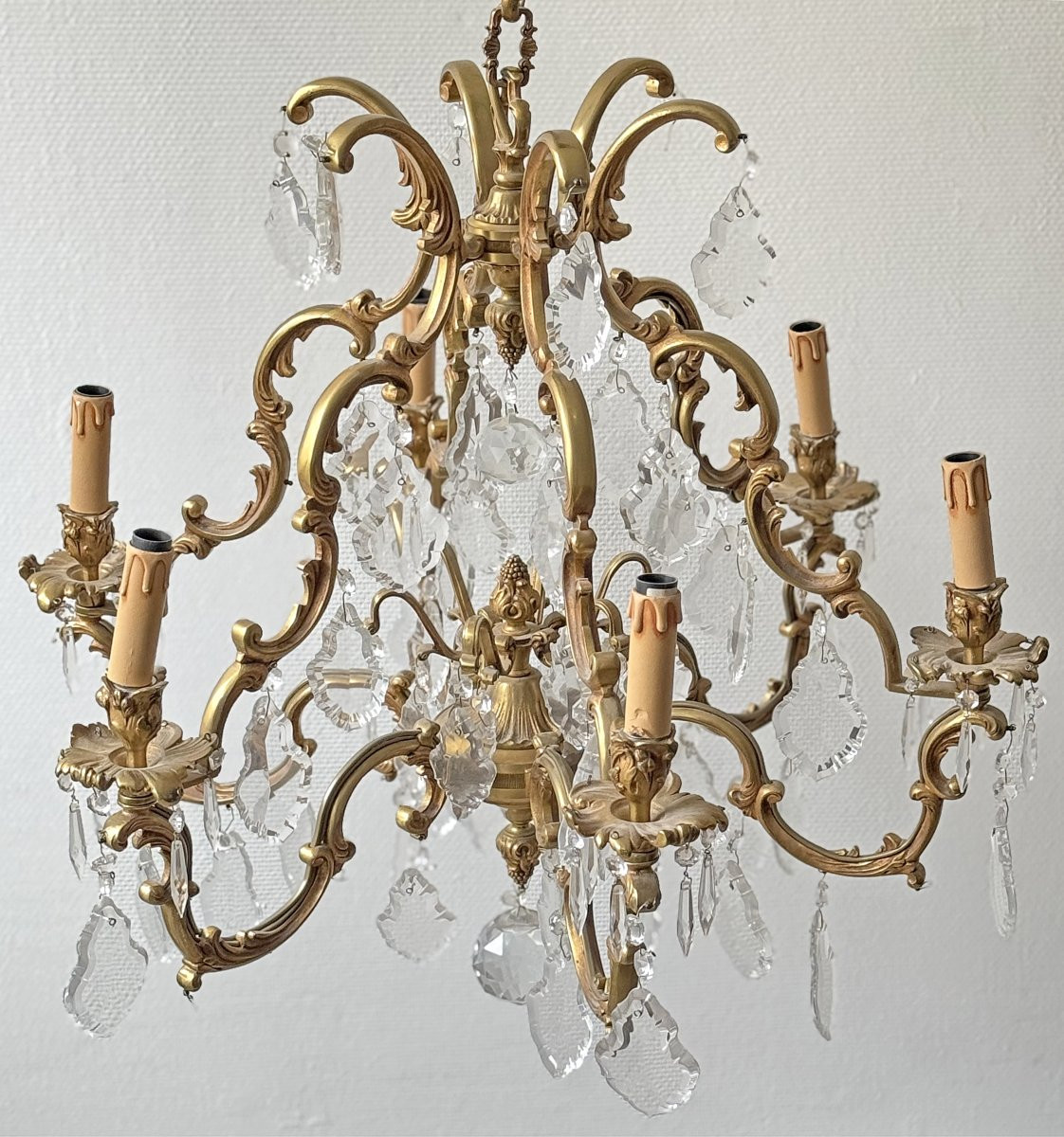 Lustre cage de style Louis XV en bronze doré à 6 bras de lumières-photo-4