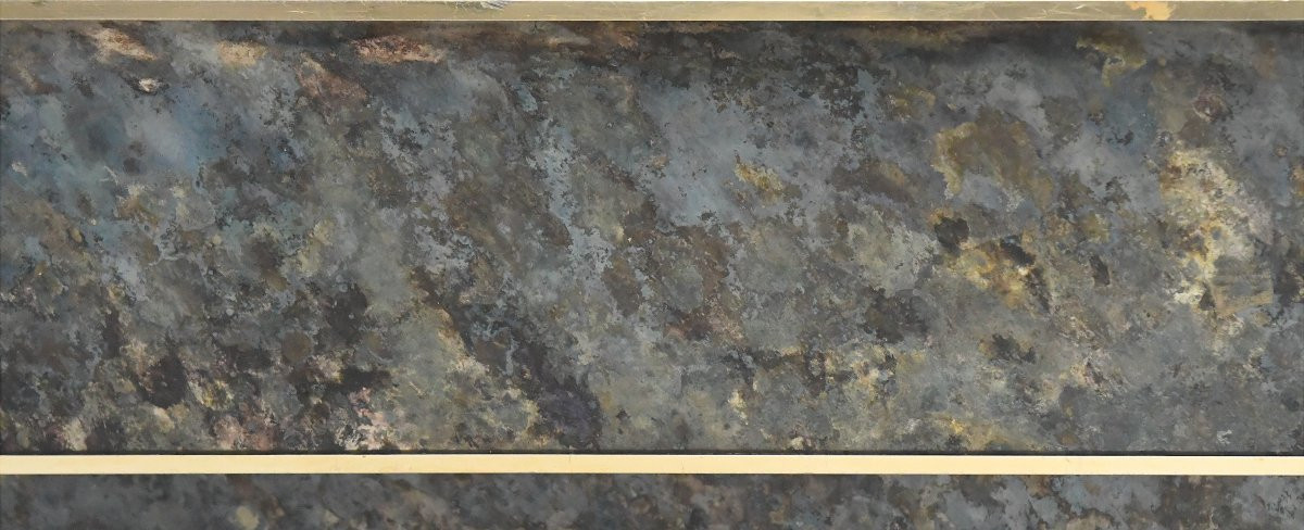 Vintage Coffee Table In Marbled Glass With "solar Eruption" Decor -photo-3