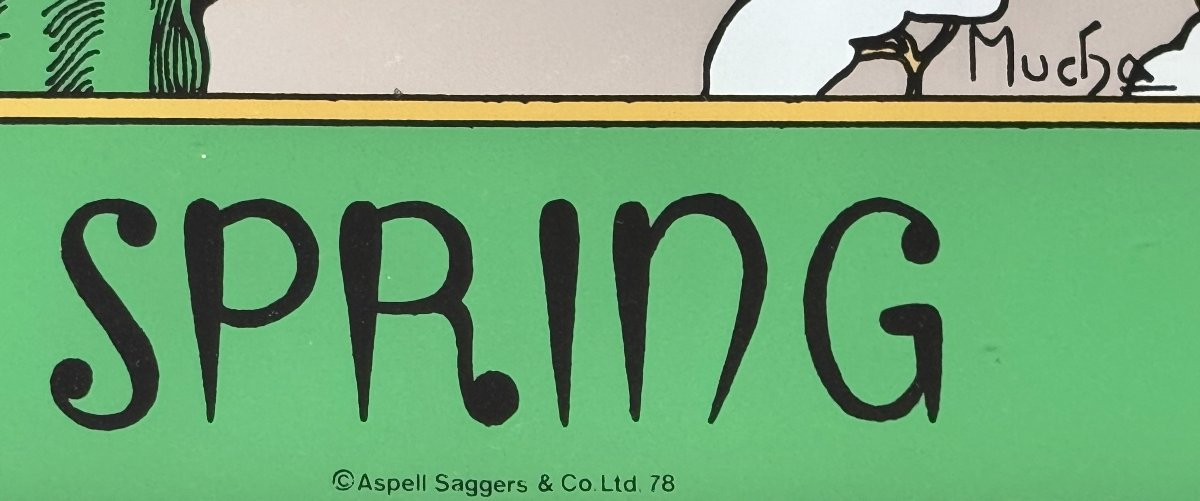 Paravent à décor de miroirs sérigraphié de 4 saisons d’après Alfons Mucha-photo-7