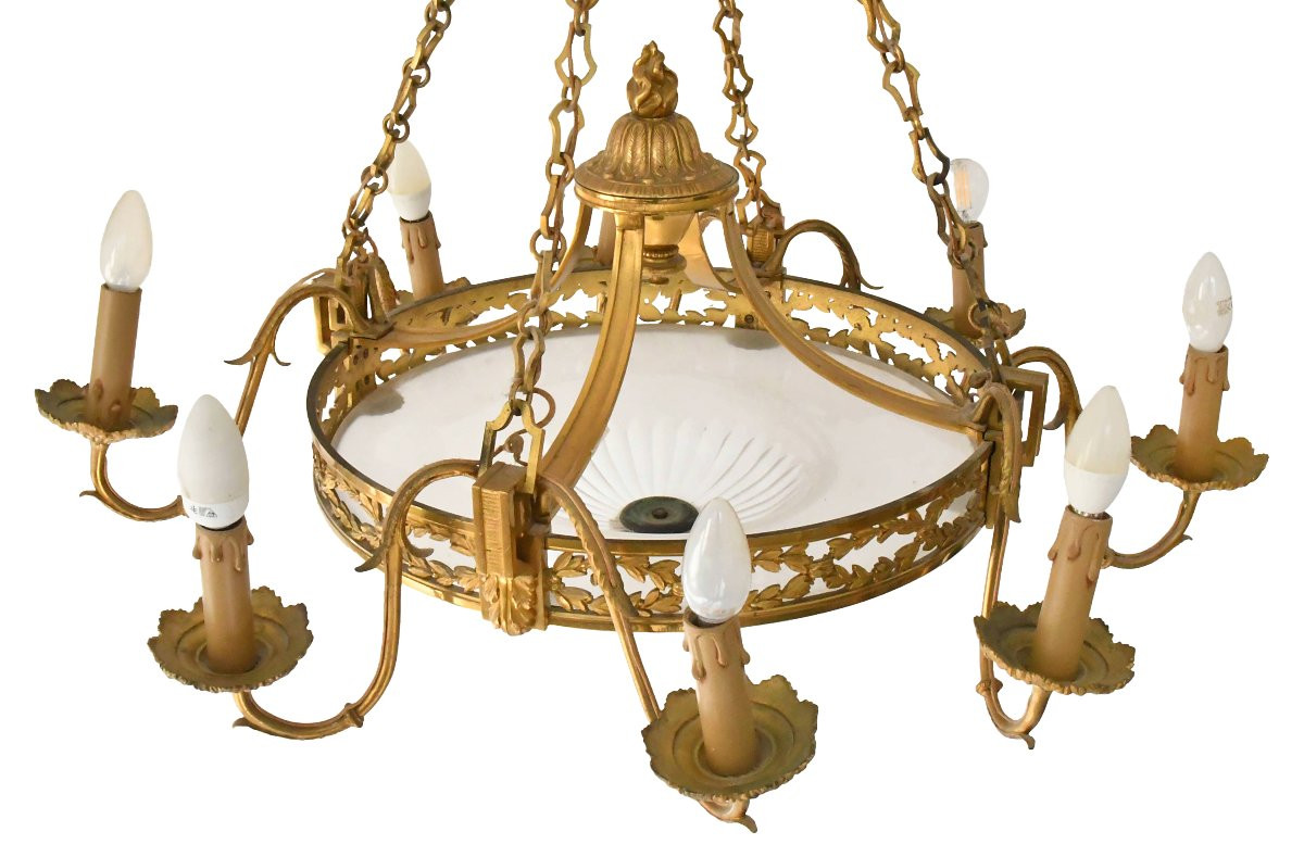 Louis XVI Style Chandelier In Gilt Bronze And Glass With Eight Lights-photo-2