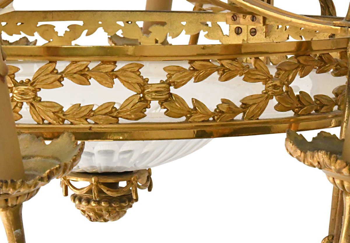 Louis XVI Style Chandelier In Gilt Bronze And Glass With Eight Lights-photo-1
