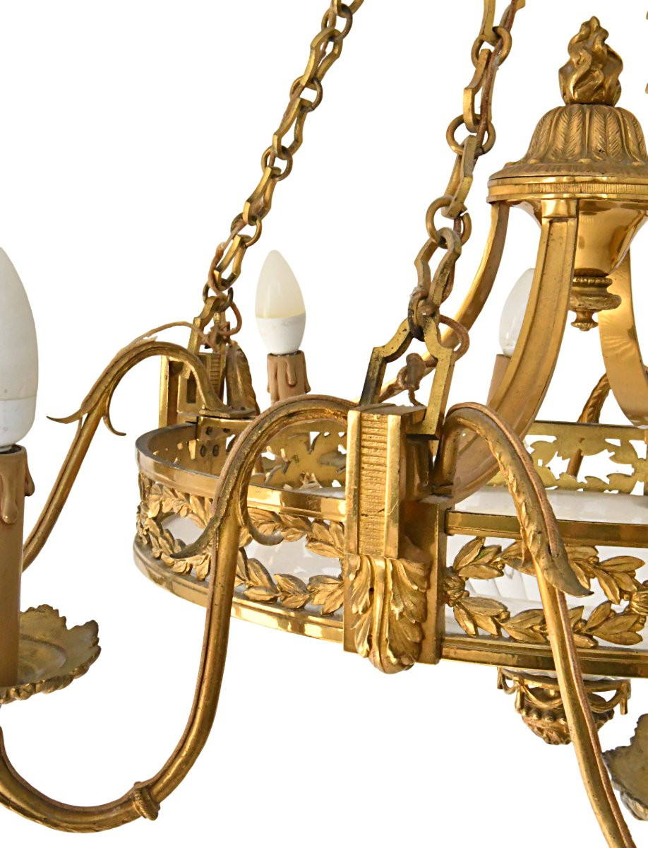 Louis XVI Style Chandelier In Gilt Bronze And Glass With Eight Lights-photo-2