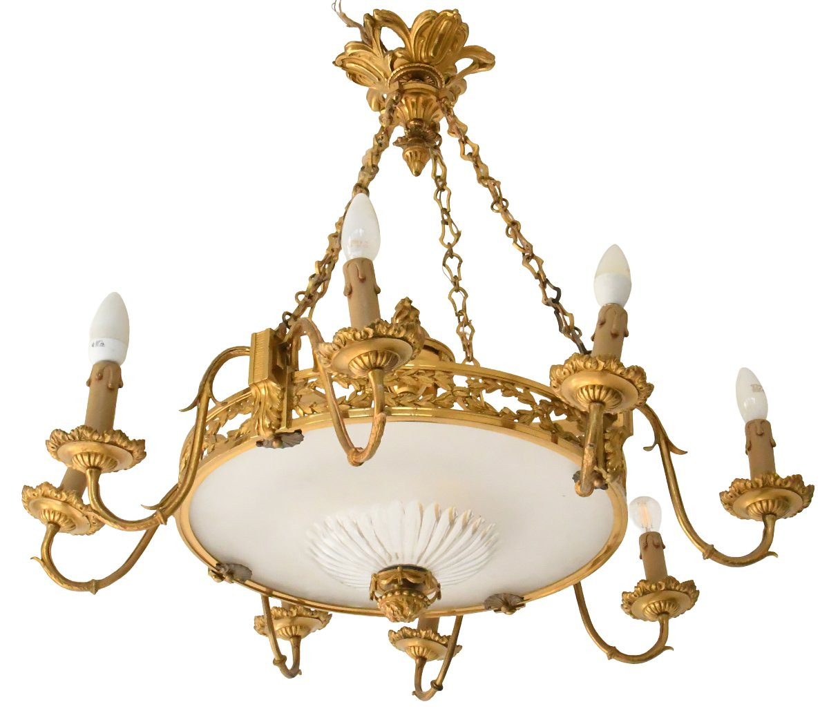 Louis XVI Style Chandelier In Gilt Bronze And Glass With Eight Lights-photo-5
