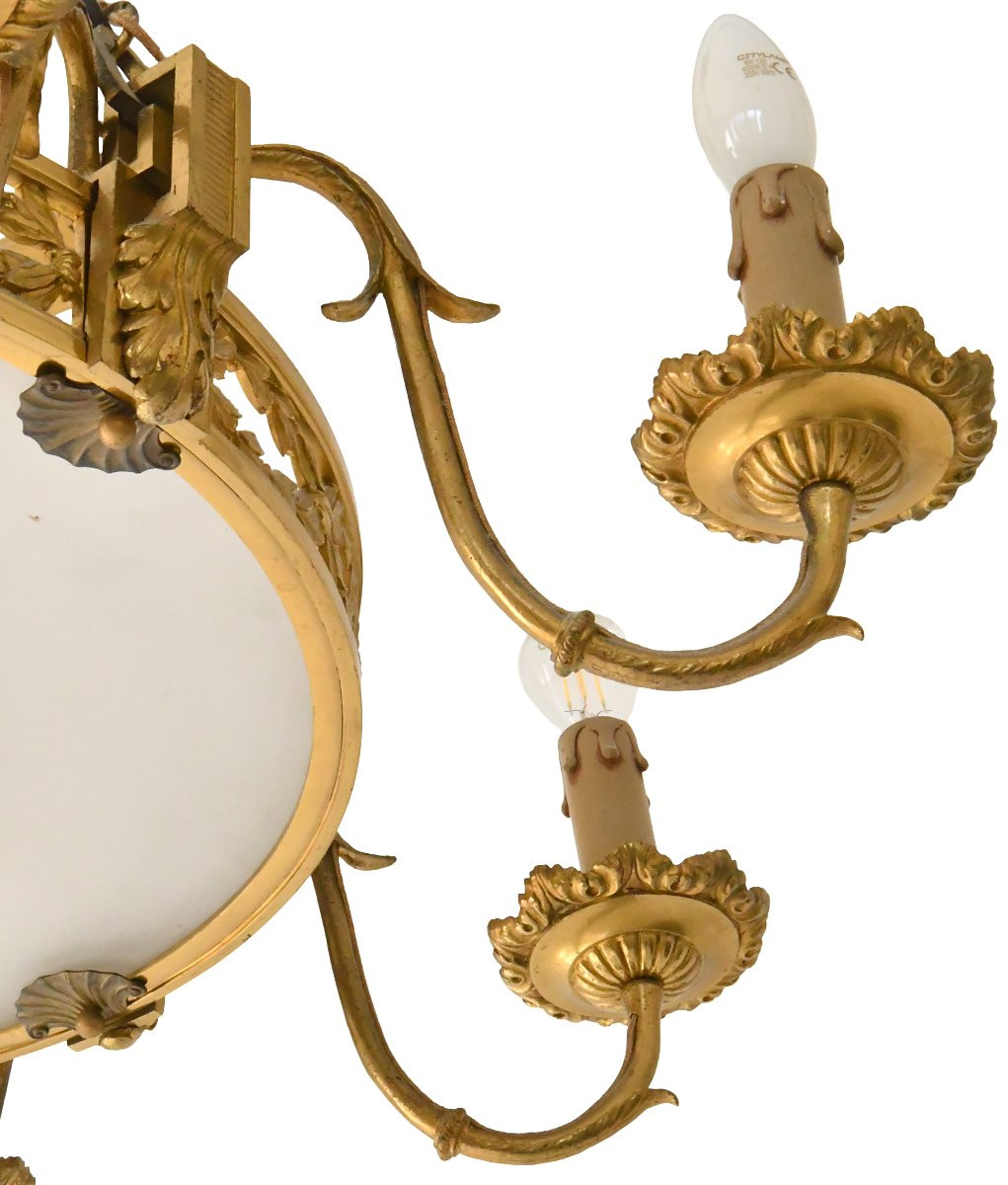 Louis XVI Style Chandelier In Gilt Bronze And Glass With Eight Lights-photo-6