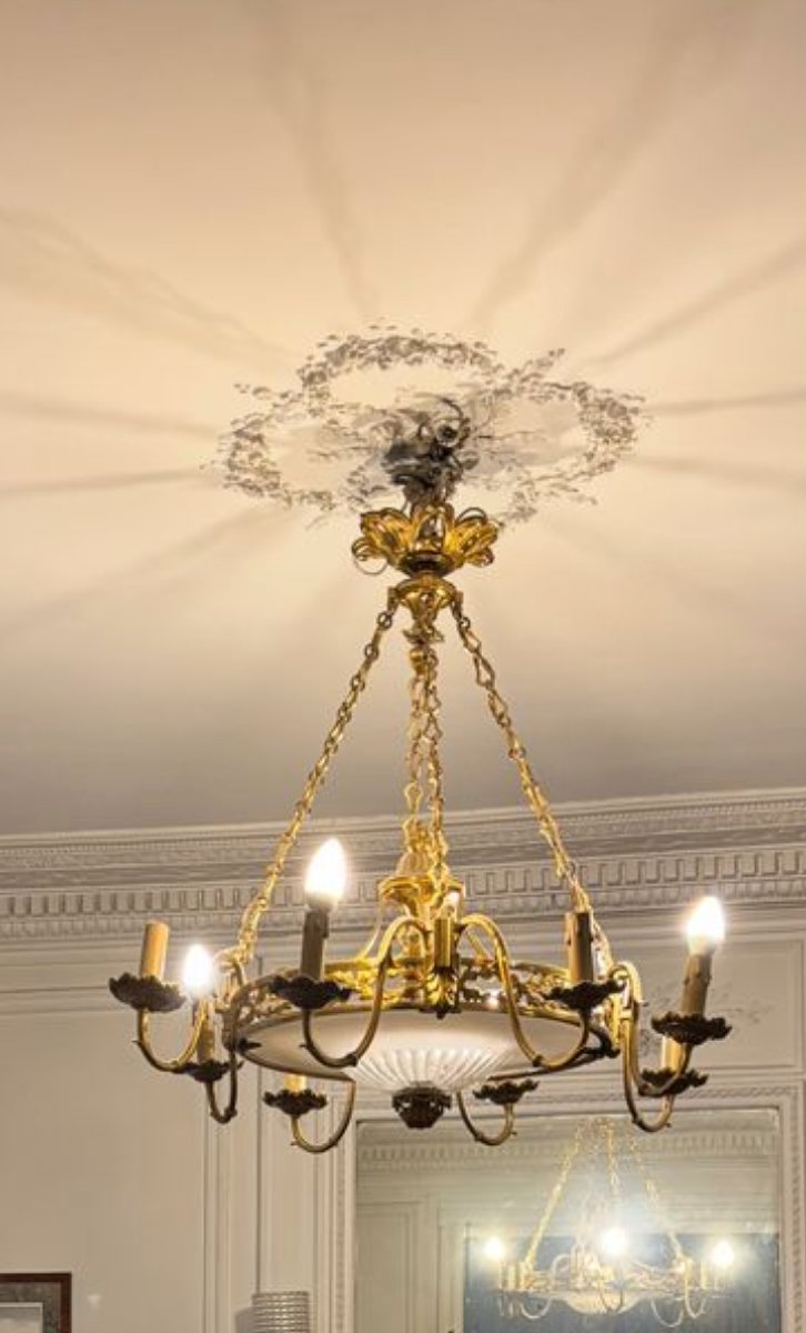 Louis XVI Style Chandelier In Gilt Bronze And Glass With Eight Lights-photo-8