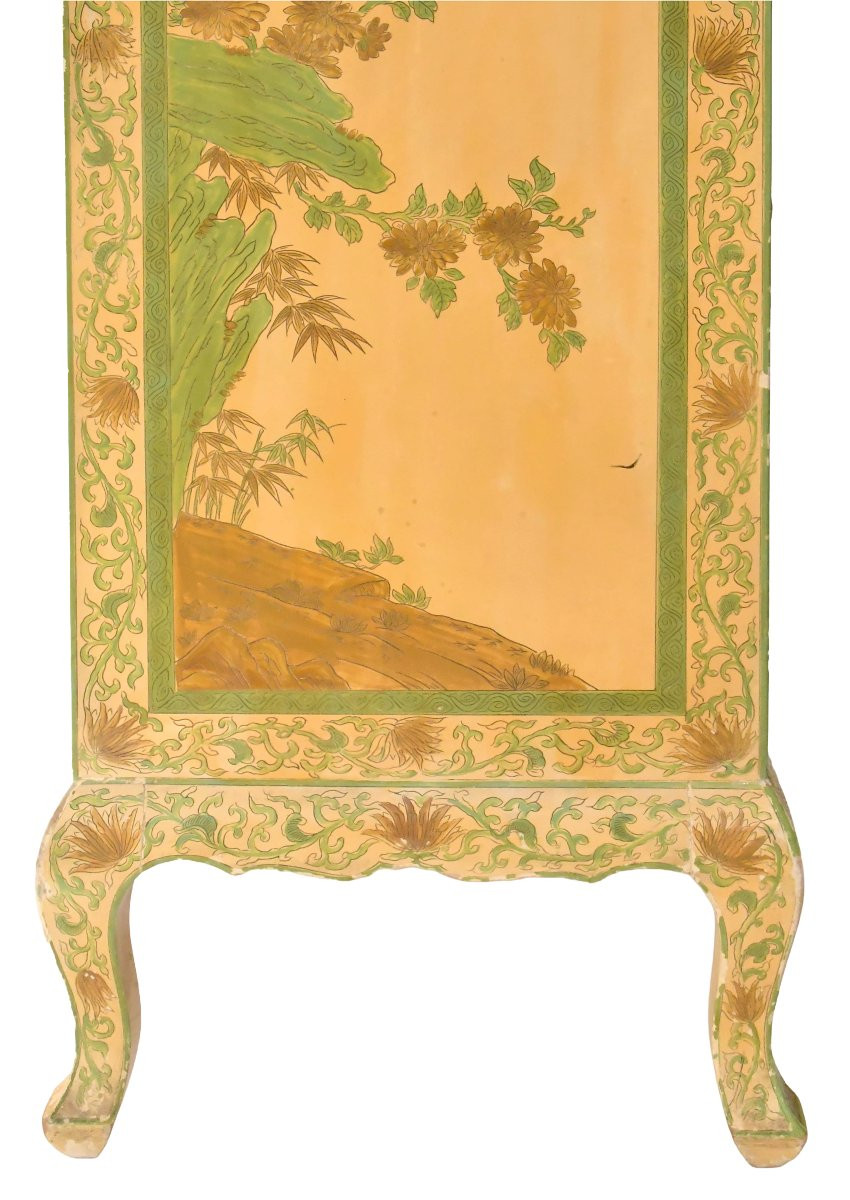 Chiffonnier en bois peint de motifs florale et d'oiseaux de style chinoisant-photo-4