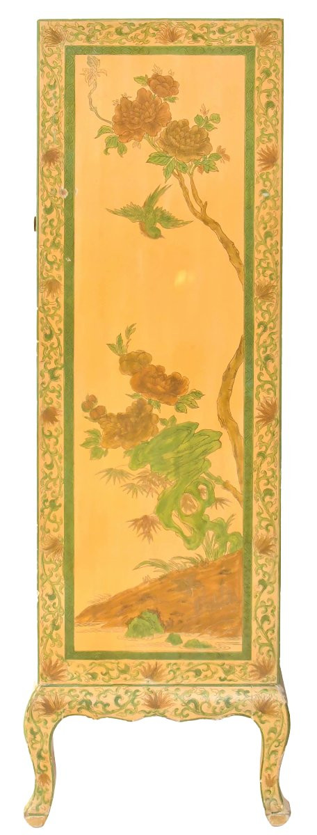 Chiffonnier en bois peint de motifs florale et d'oiseaux de style chinoisant-photo-6