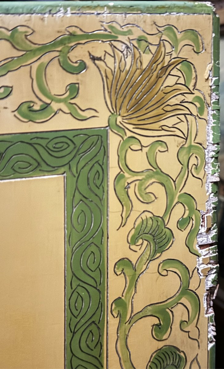 Chiffonnier en bois peint de motifs florale et d'oiseaux de style chinoisant-photo-8