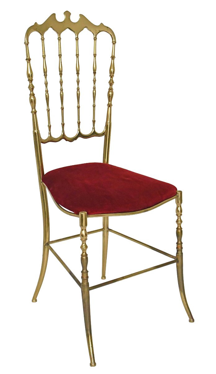 Chaise Chiavari vintage en laiton doré style Hollywood Regency -photo-2