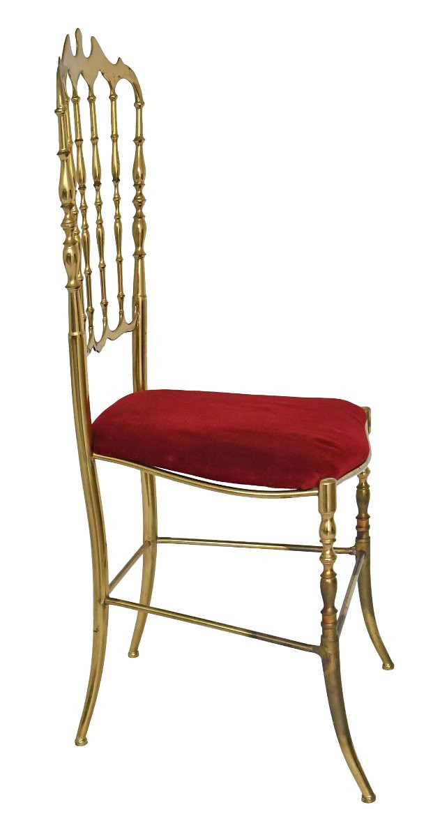 Chaise Chiavari vintage en laiton doré style Hollywood Regency -photo-3