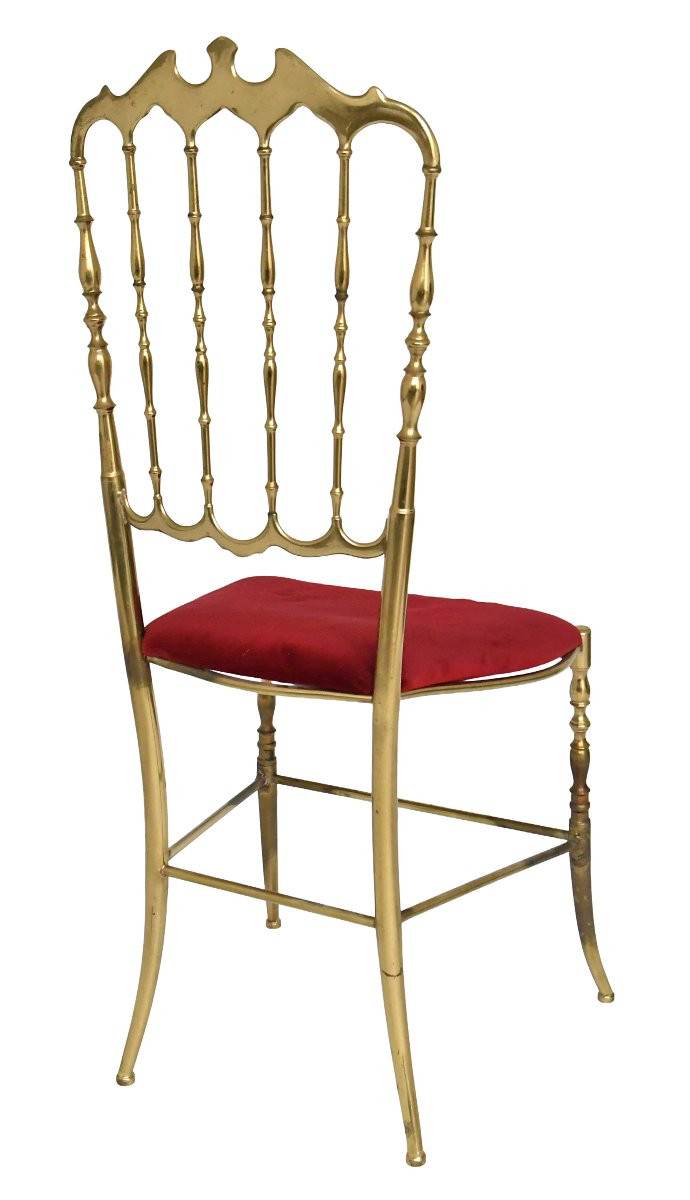 Chaise Chiavari vintage en laiton doré style Hollywood Regency -photo-6