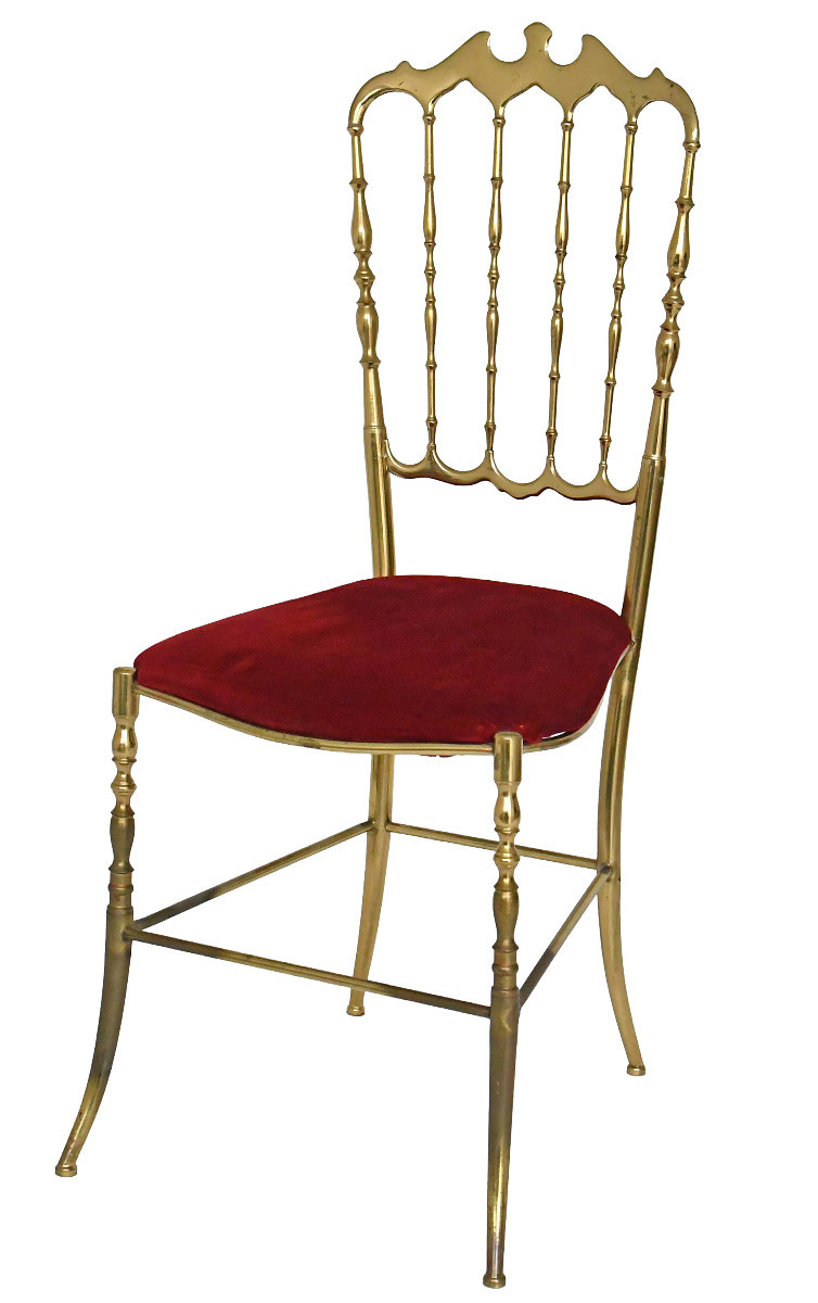 Chaise Chiavari vintage en laiton doré style Hollywood Regency 