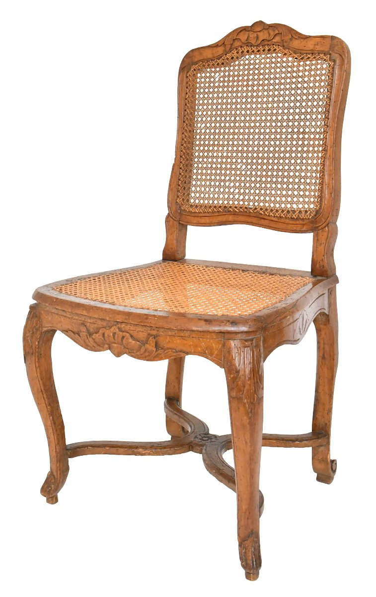 Suite Of 4 Louis XV Period Caned Chairs Stamped By Charles Delenoncourt-photo-2