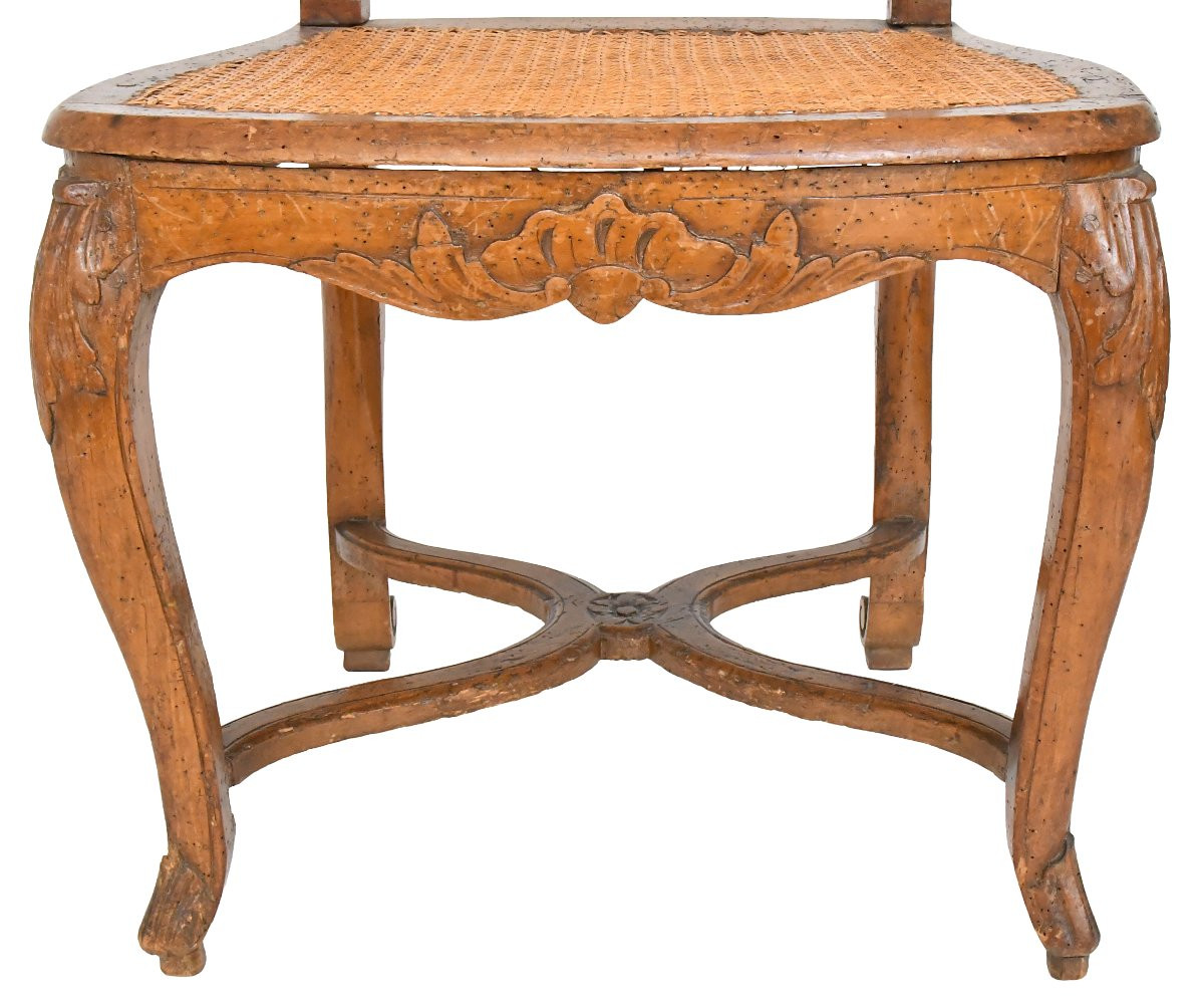 Suite Of 4 Louis XV Period Caned Chairs Stamped By Charles Delenoncourt-photo-4