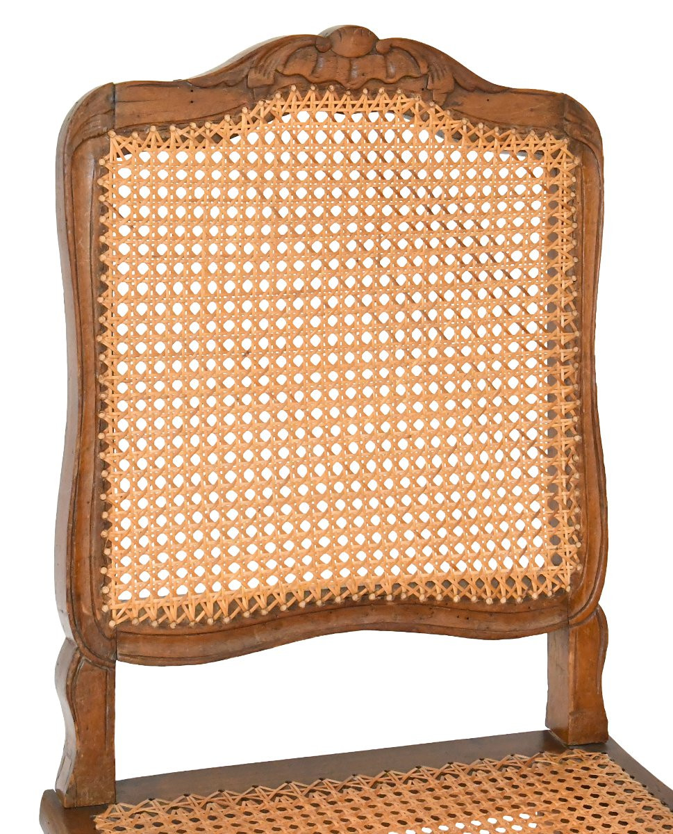 Suite Of 4 Louis XV Period Caned Chairs Stamped By Charles Delenoncourt-photo-1