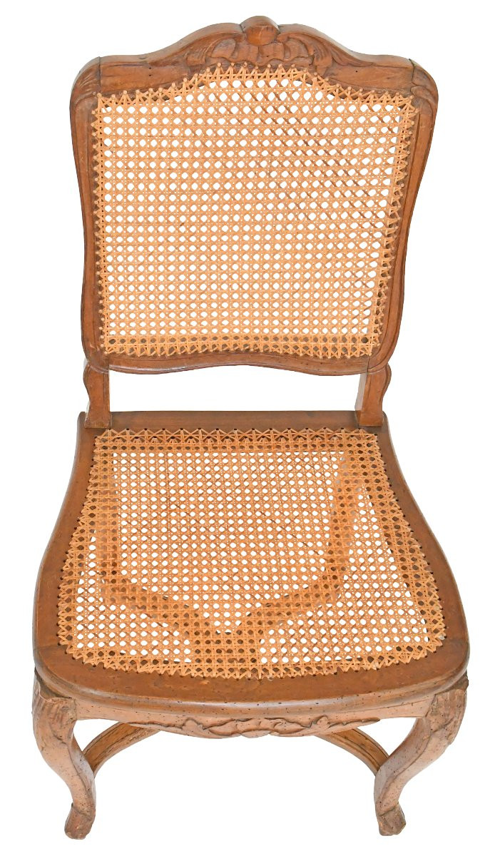 Suite Of 4 Louis XV Period Caned Chairs Stamped By Charles Delenoncourt-photo-2