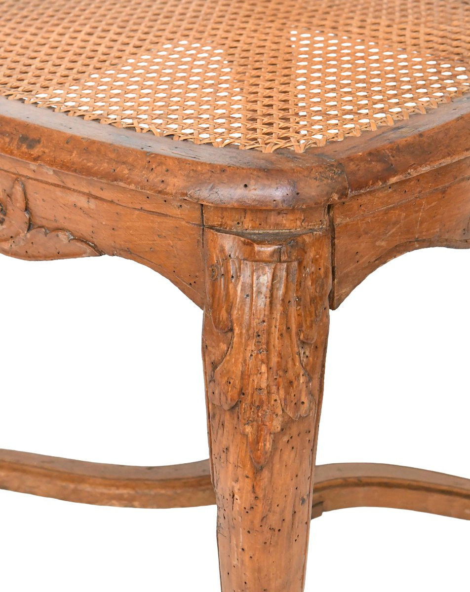 Suite Of 4 Louis XV Period Caned Chairs Stamped By Charles Delenoncourt-photo-3