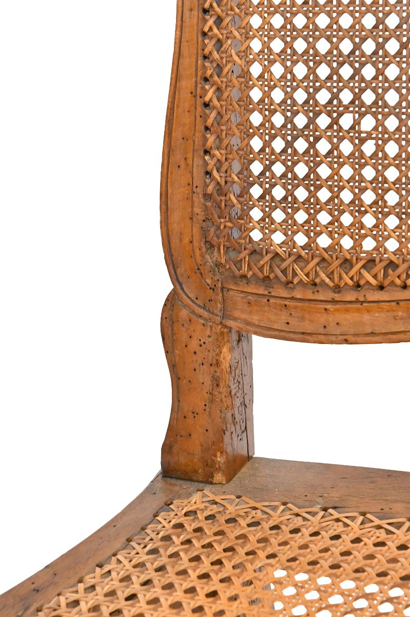 Suite Of 4 Louis XV Period Caned Chairs Stamped By Charles Delenoncourt-photo-5