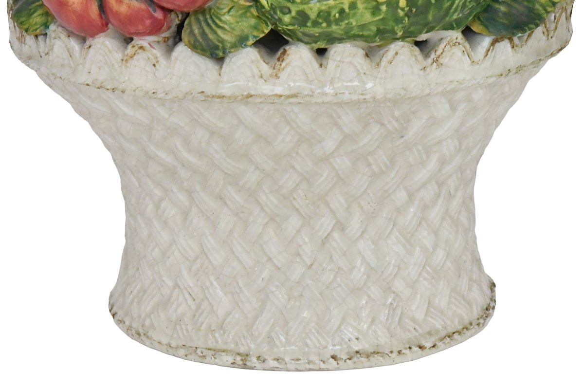 Pair Of Large Italian Ceramic Fruit And Vegetable Baskets-photo-4