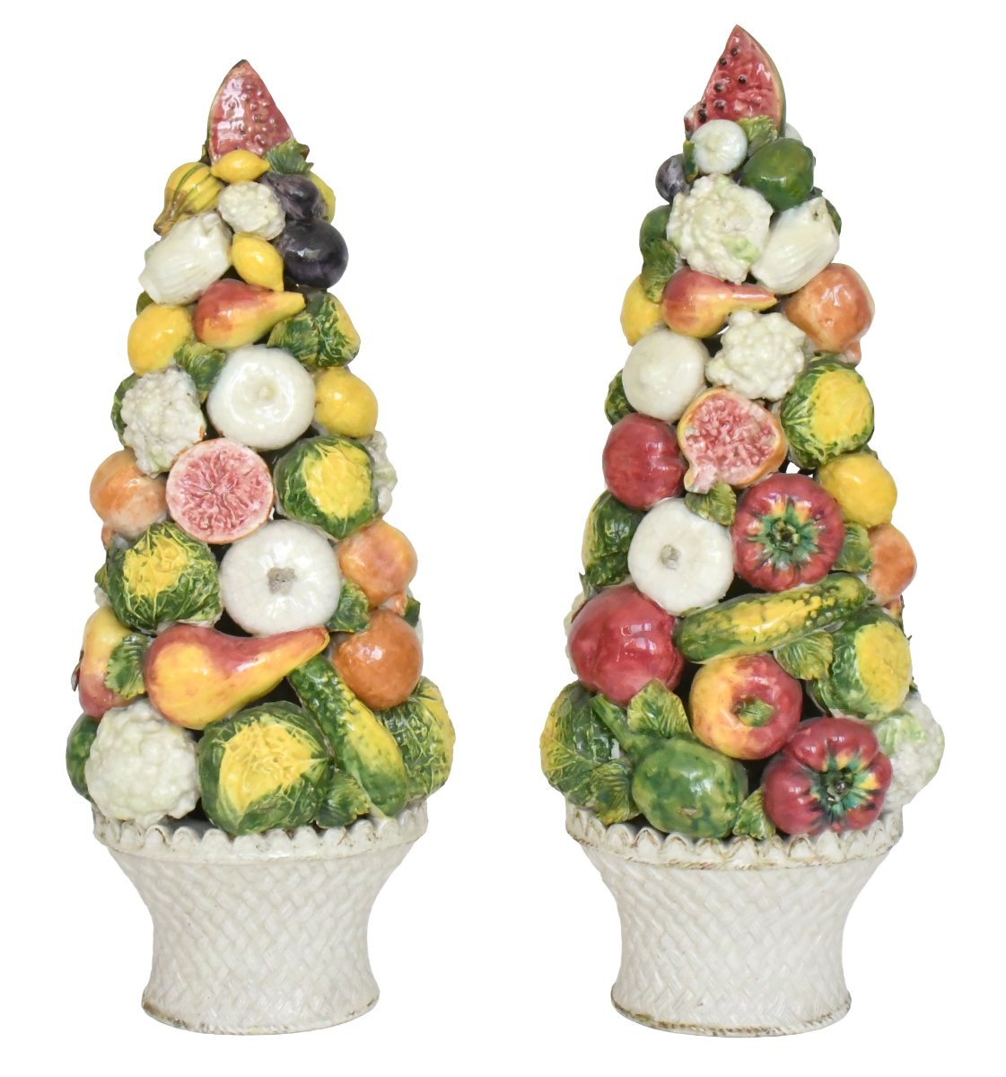 Pair Of Large Italian Ceramic Fruit And Vegetable Baskets-photo-2