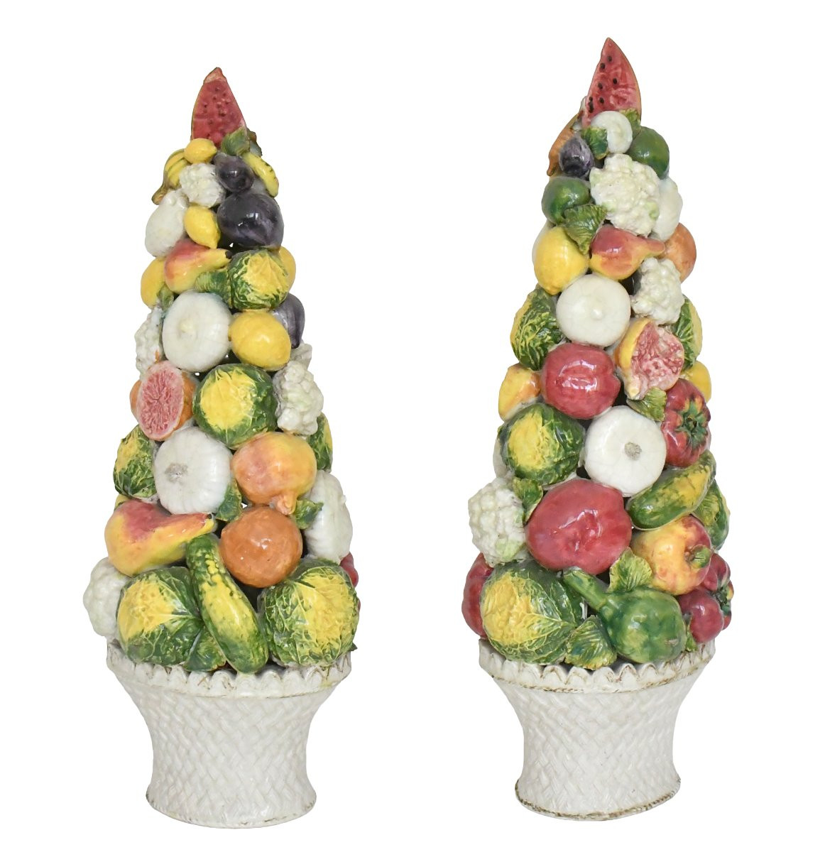 Pair Of Large Italian Ceramic Fruit And Vegetable Baskets-photo-6