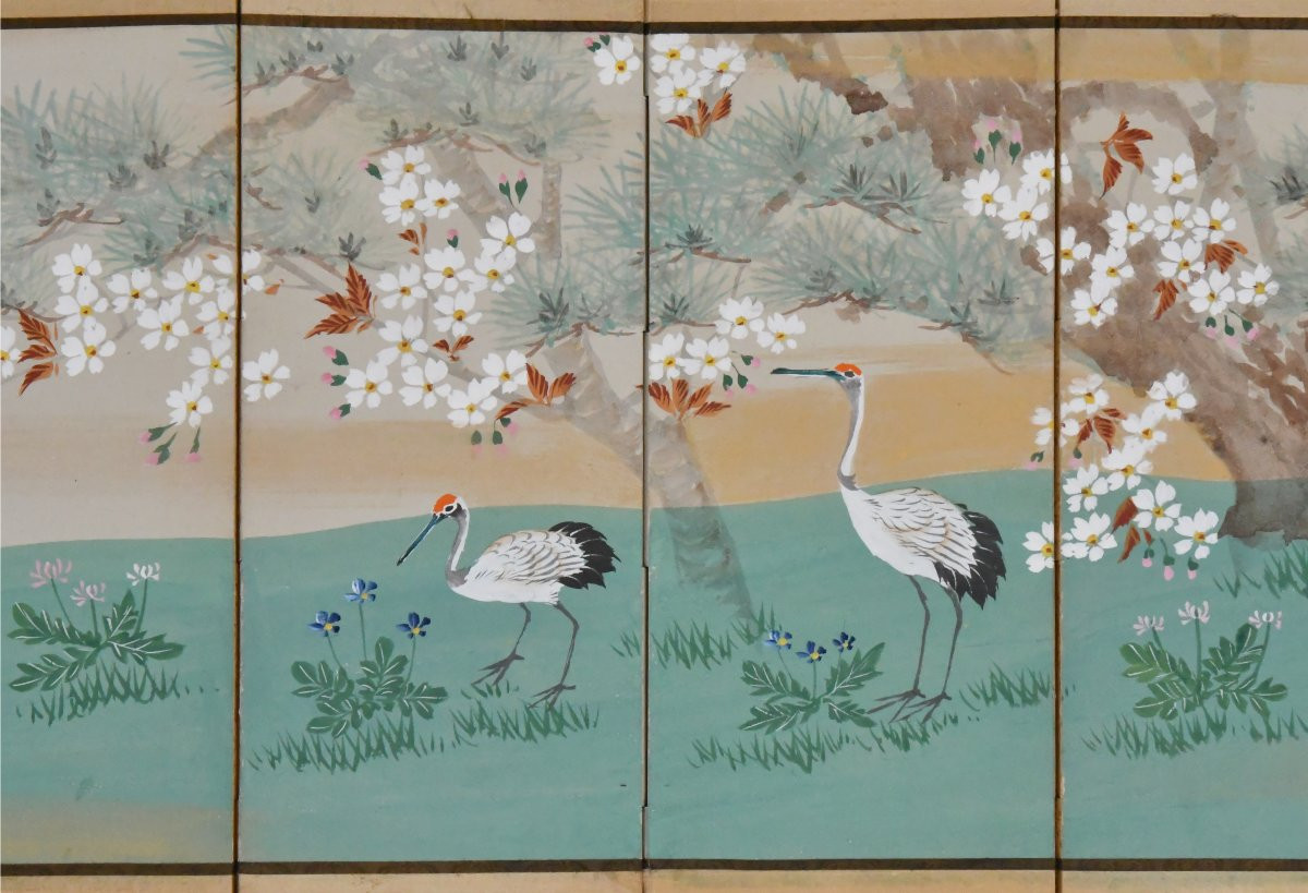 Pair Of Japanese Six-leaf Table Screens-photo-3