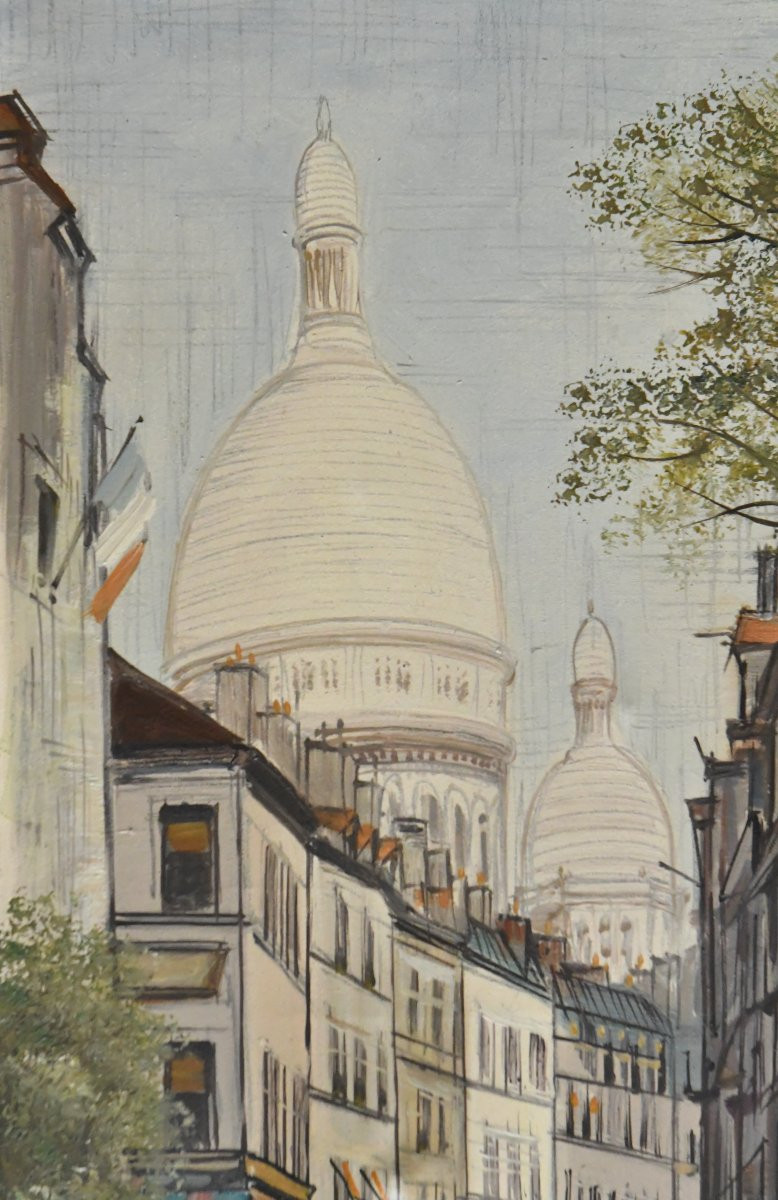 Paul Lambert (1910 - 1970) Huile sur toile Vue de Montmartre-photo-2