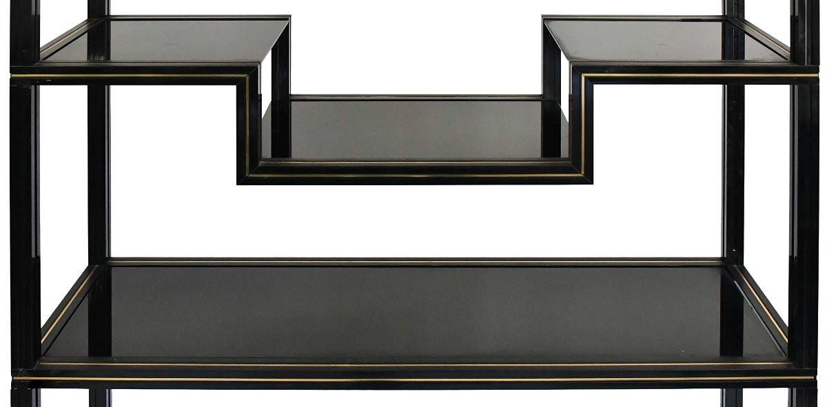 Black Lacquered Metal Shelf From The 1970s By Pierre Vandel Paris-photo-2