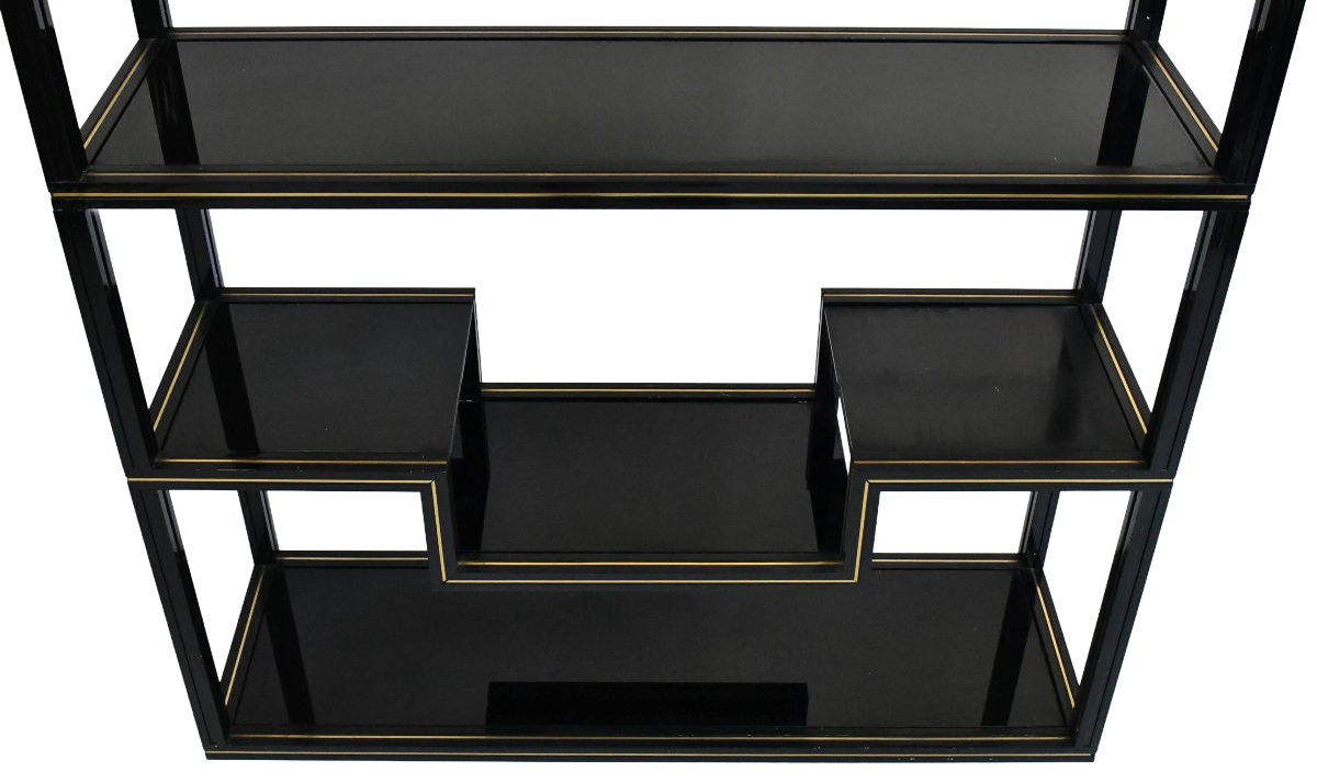 Black Lacquered Metal Shelf From The 1970s By Pierre Vandel Paris-photo-3