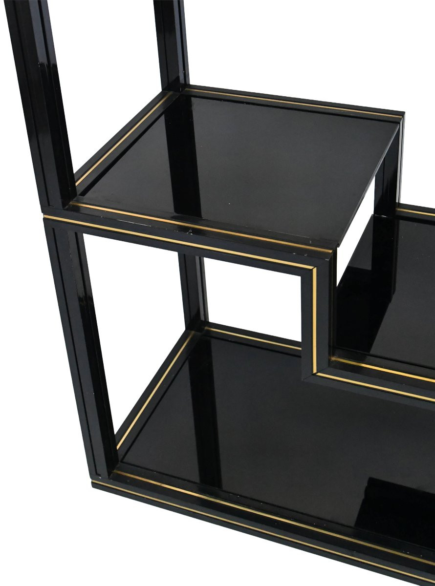 Black Lacquered Metal Shelf From The 1970s By Pierre Vandel Paris-photo-4