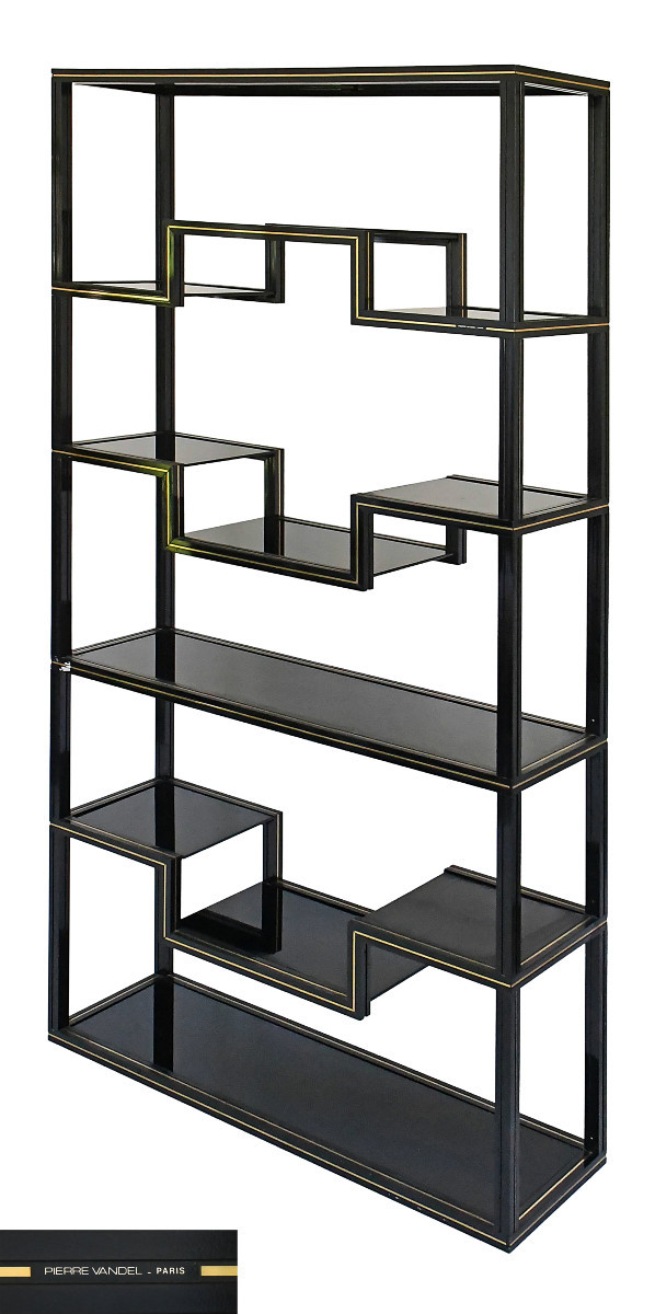 Black Lacquered Metal Shelf From The 1970s By Pierre Vandel Paris