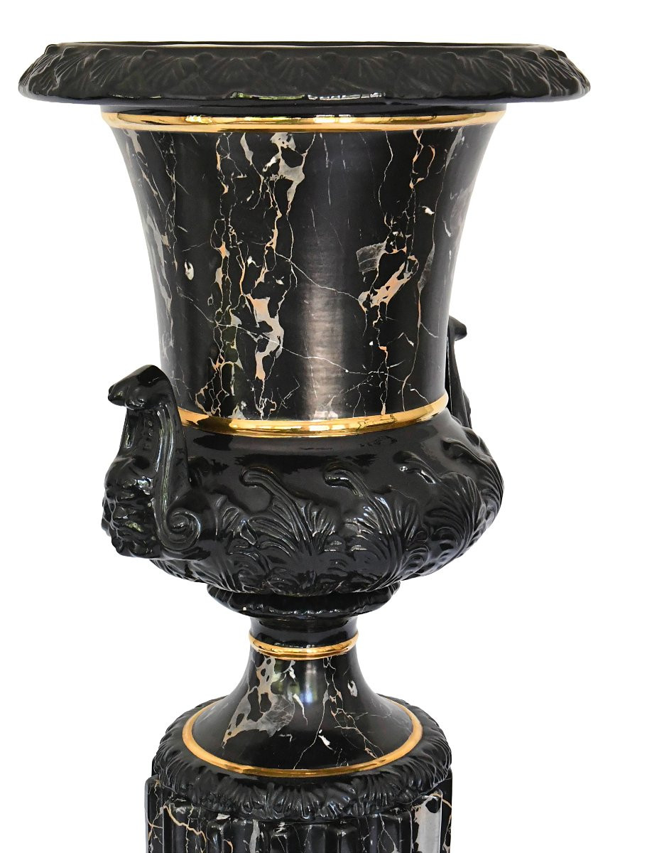  Large Vase With Column In Imitation Marble Ceramic By Tommaso Barbi For B. Ceramiche-photo-2