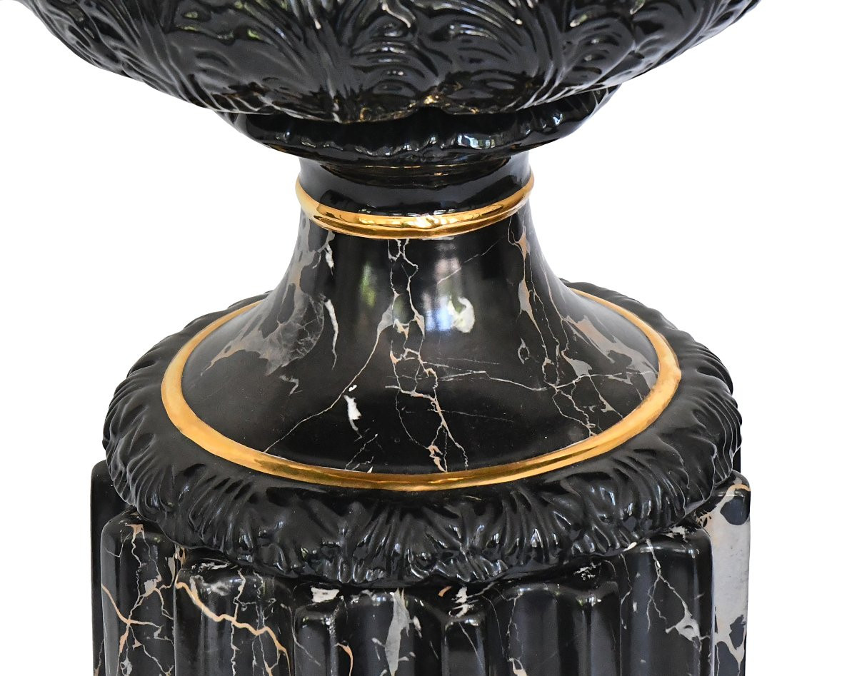  Large Vase With Column In Imitation Marble Ceramic By Tommaso Barbi For B. Ceramiche-photo-3