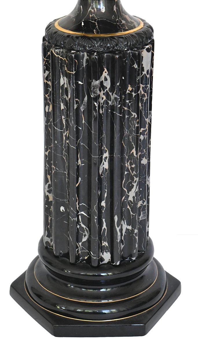  Large Vase With Column In Imitation Marble Ceramic By Tommaso Barbi For B. Ceramiche-photo-4