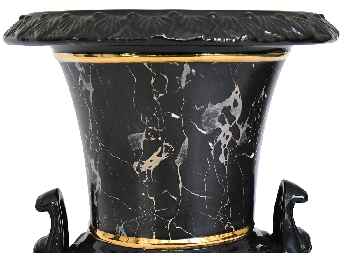  Large Vase With Column In Imitation Marble Ceramic By Tommaso Barbi For B. Ceramiche-photo-2