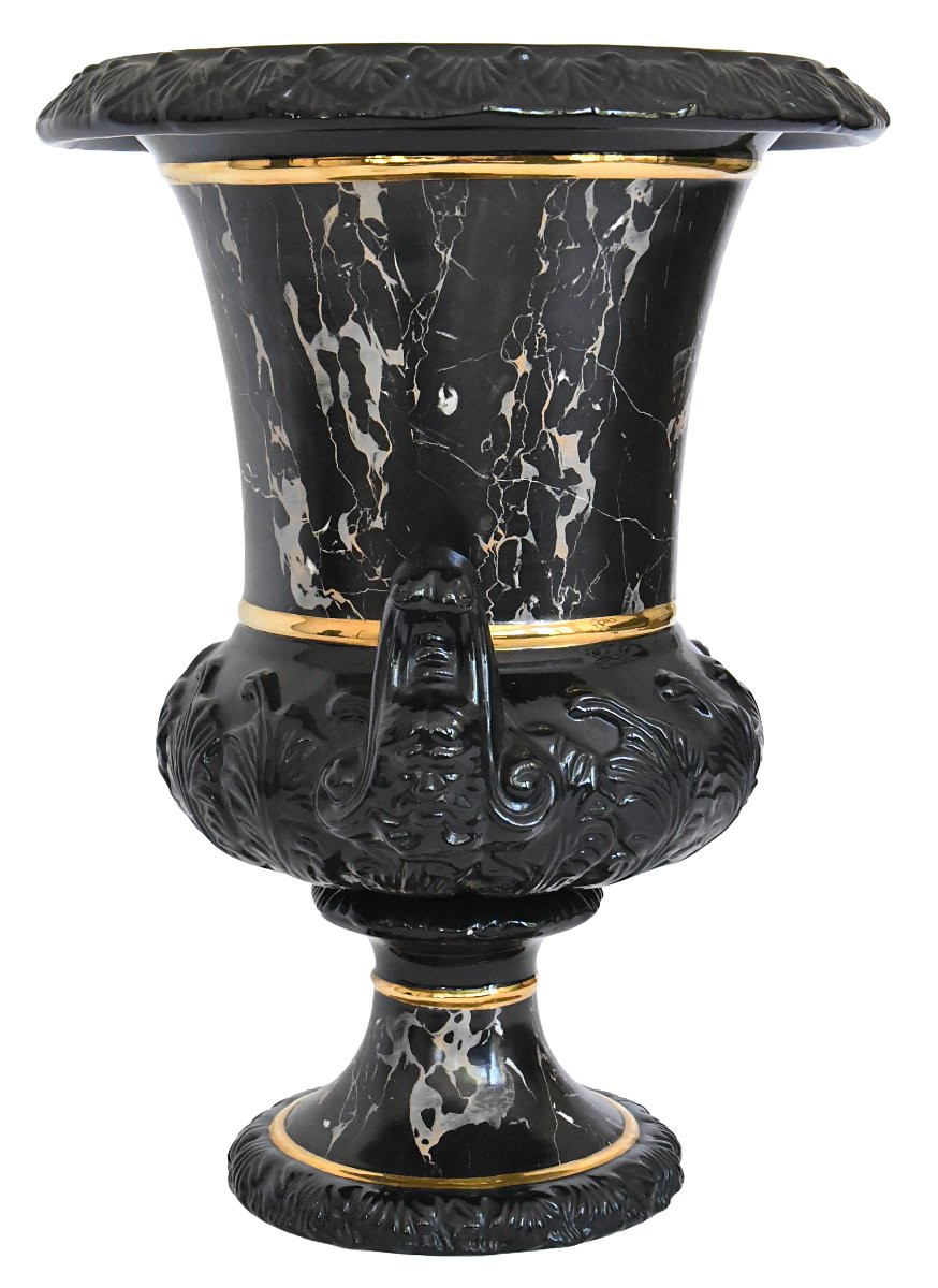  Large Vase With Column In Imitation Marble Ceramic By Tommaso Barbi For B. Ceramiche-photo-3