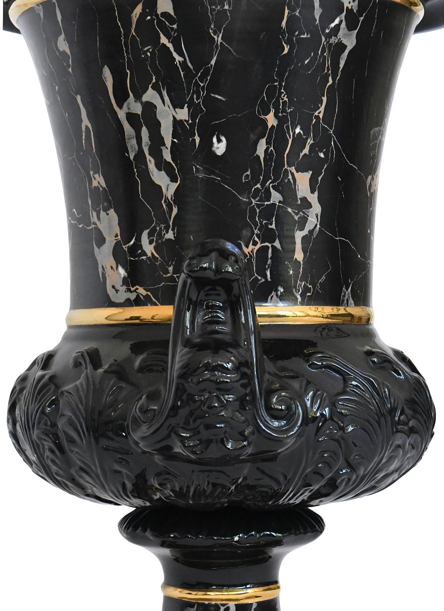  Large Vase With Column In Imitation Marble Ceramic By Tommaso Barbi For B. Ceramiche-photo-4
