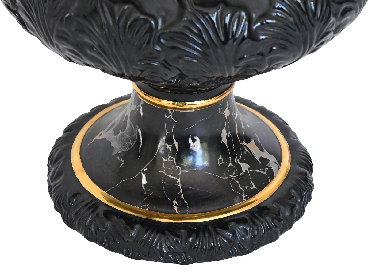  Large Vase With Column In Imitation Marble Ceramic By Tommaso Barbi For B. Ceramiche-photo-5
