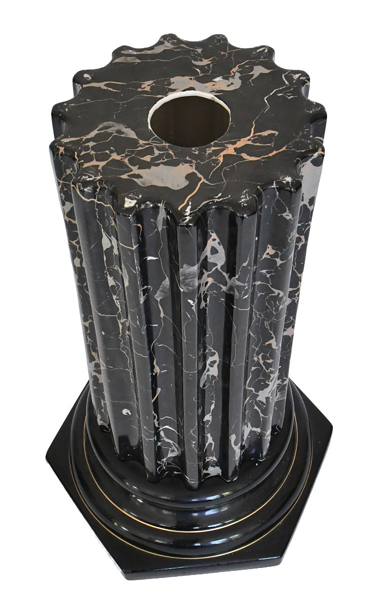  Large Vase With Column In Imitation Marble Ceramic By Tommaso Barbi For B. Ceramiche-photo-6