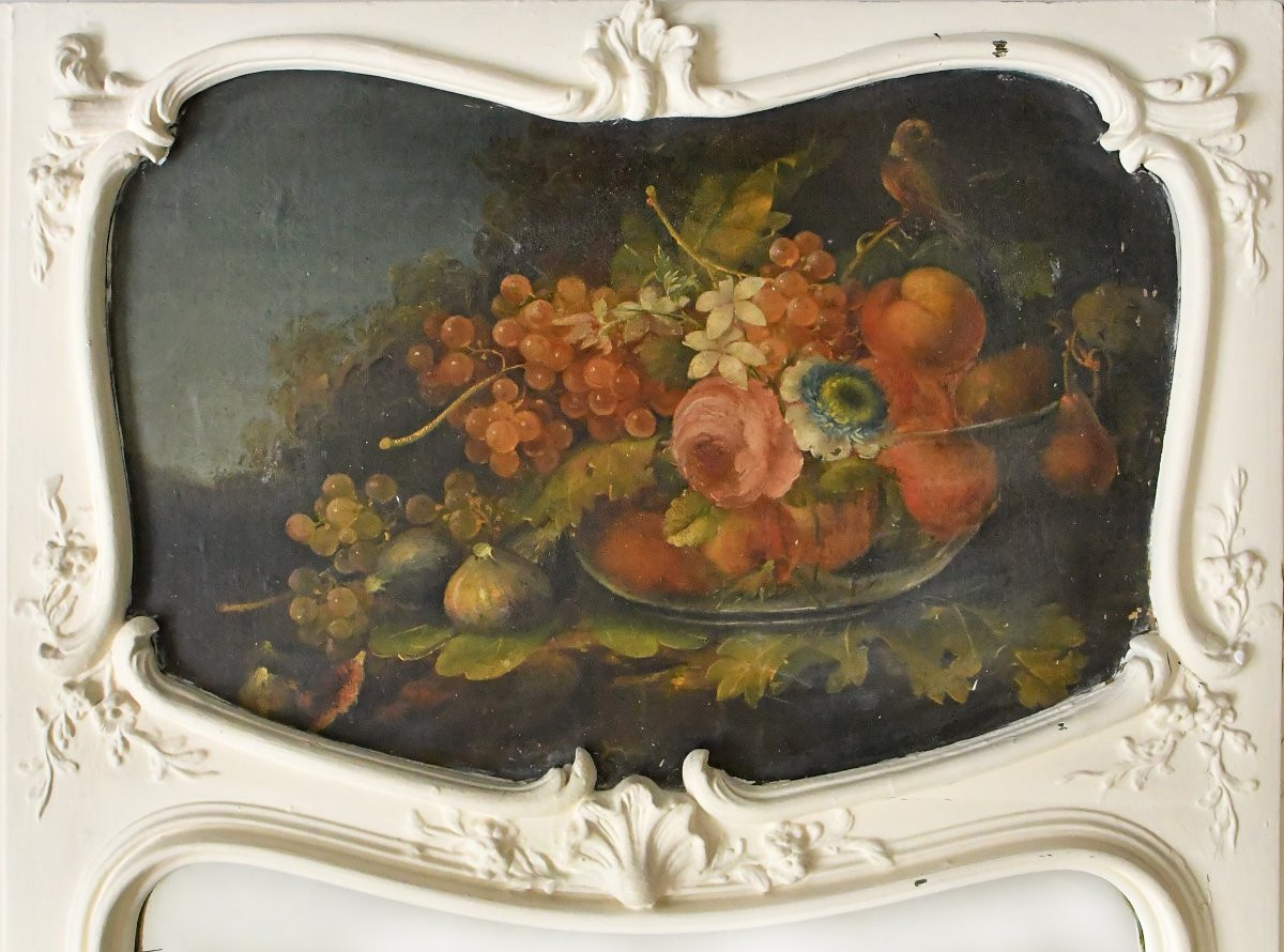 Trumeau de style Louis XVI orné d'une huile sur toile -photo-2