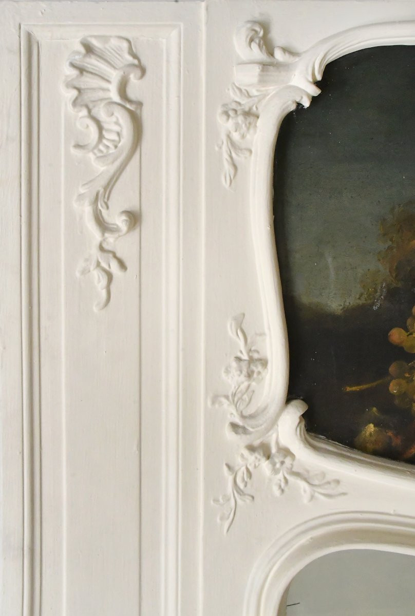 Trumeau de style Louis XVI orné d'une huile sur toile -photo-3