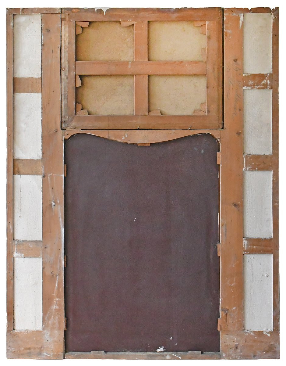 Trumeau de style Louis XVI orné d'une huile sur toile -photo-1
